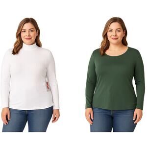 32 Degrees HEAT Long-Sleeve Thermal Tops Bundle – White (NWT) + Green – Size L
